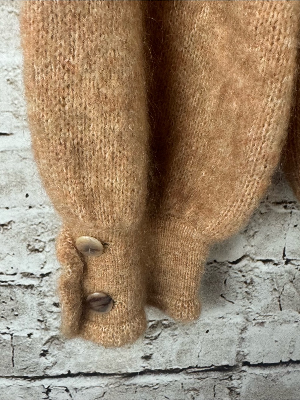 LA MAILLE SEZANE Womens XXL V Neck Button Mia Cardigan Sweater Camel Mohair Wool - Picture 6 of 16